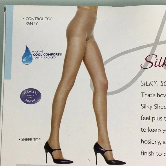 VGT Hanes Silk Reflections Silk Sheer control top sheer toe Panties SZ CD NWT - Picture 8 of 9